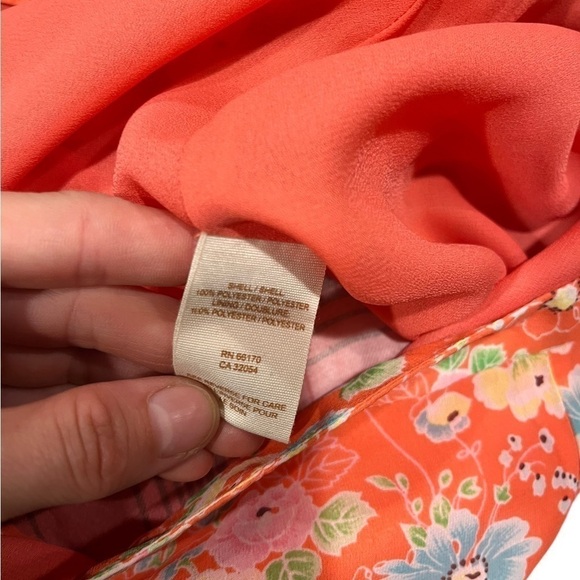 Free People Coral Floral Pleated Mini Shorts Size 10 Flowy Chiffon - Picture 7 of 9